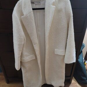 Zara Ivory boucle walking coat